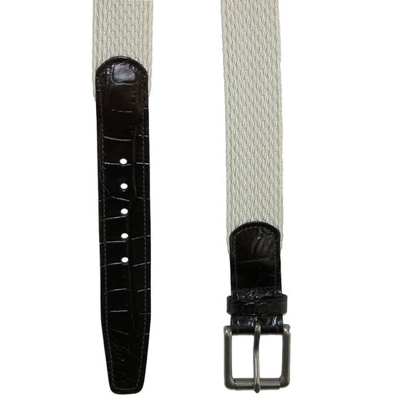 CrookhornDavis Men's Hampton Stretch Belt with Croc Print Tabs - Picture 2 of 2